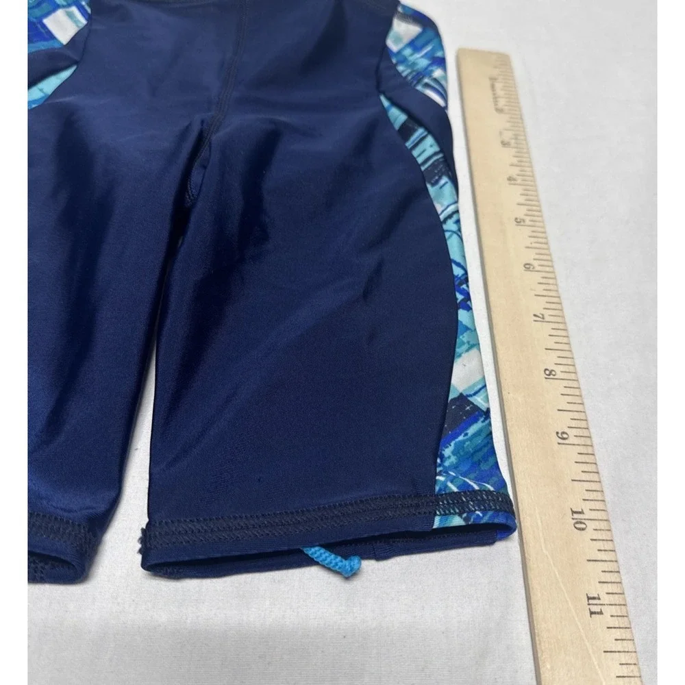 Speedo Racing Youth Blue Swim Shorts Jammer Drawstring Sz 22 ages 4-5